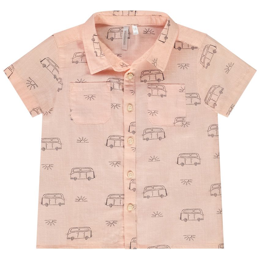 Chemise manches courtes en coton imprimé vans pour bébé garçon - Corail