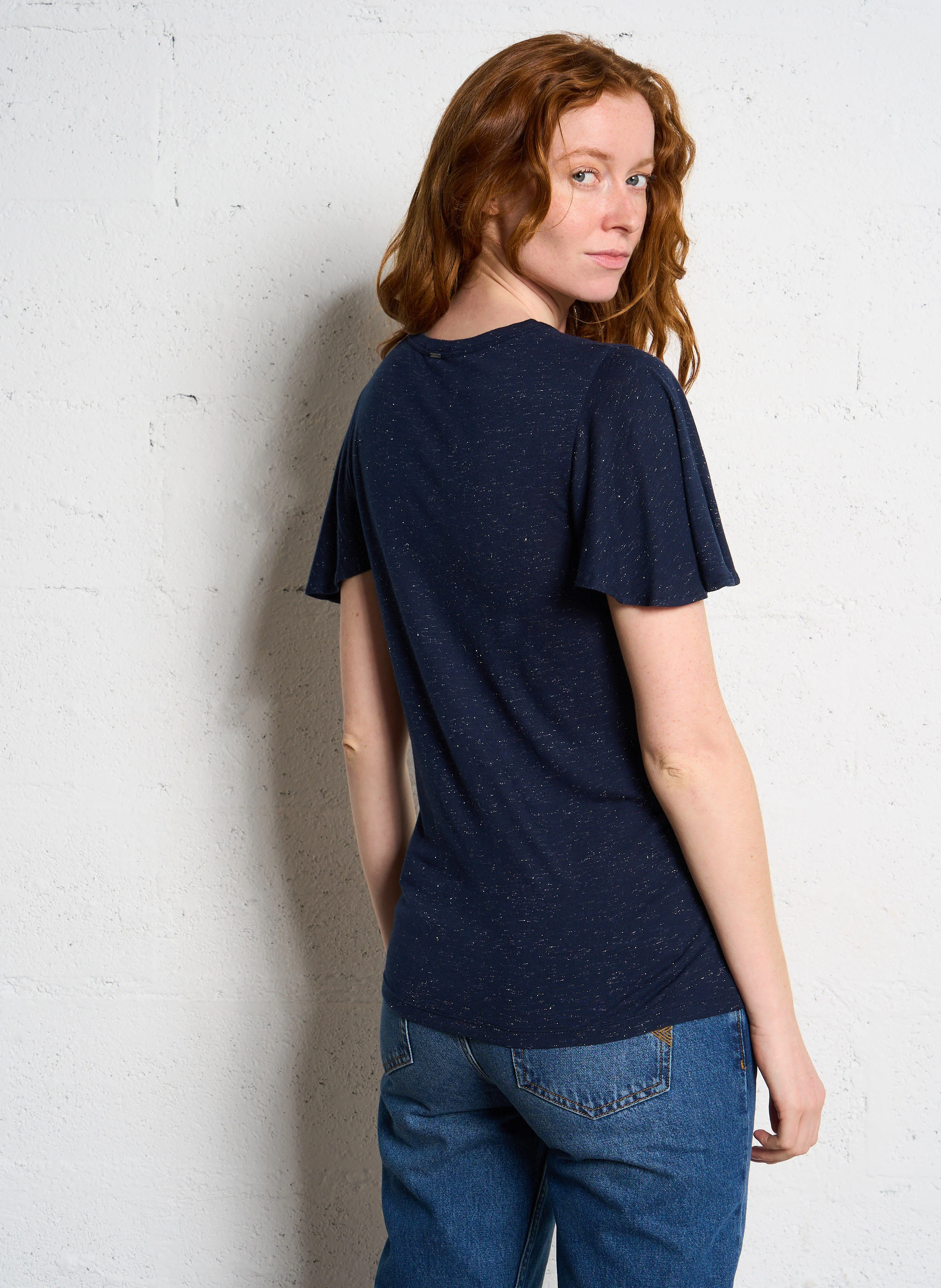 Tee-shirt droit manches courtes| Bleu