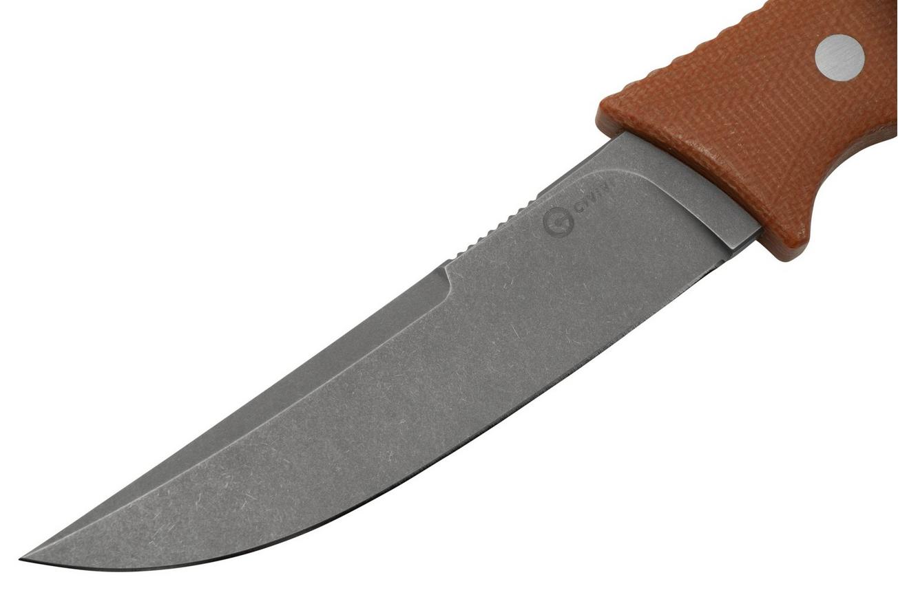 Civivi Tamashii C19046-5 Brown Canvas Micarta, Stonewashed vaststaand mes, Bob Terzuola design
