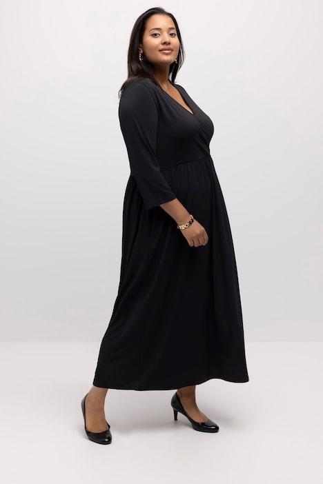 Midikleid, Punkte, Wickeloptik, V-Ausschnitt, 3/4-Arm