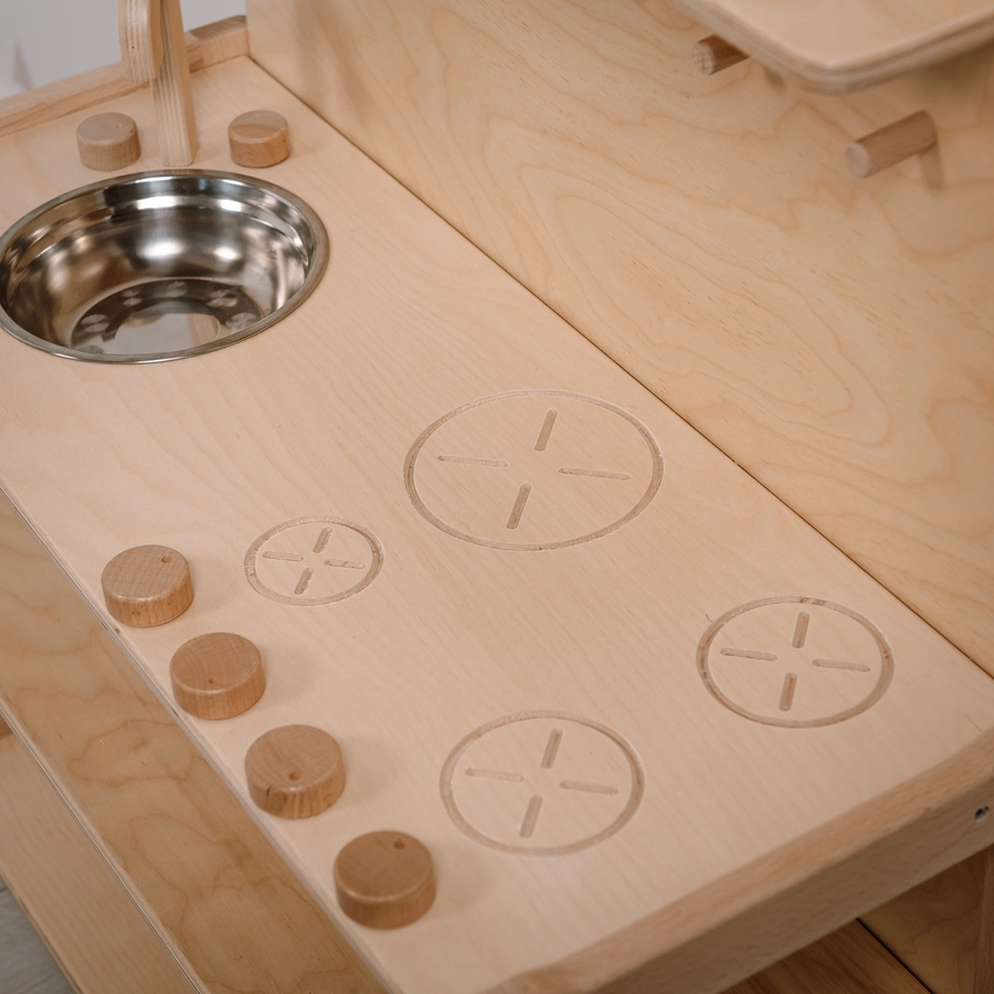 Montessori® Kinderkueche aus Holz - multifunktional - Natur Montessori® Kindermöbel mehrfarbig