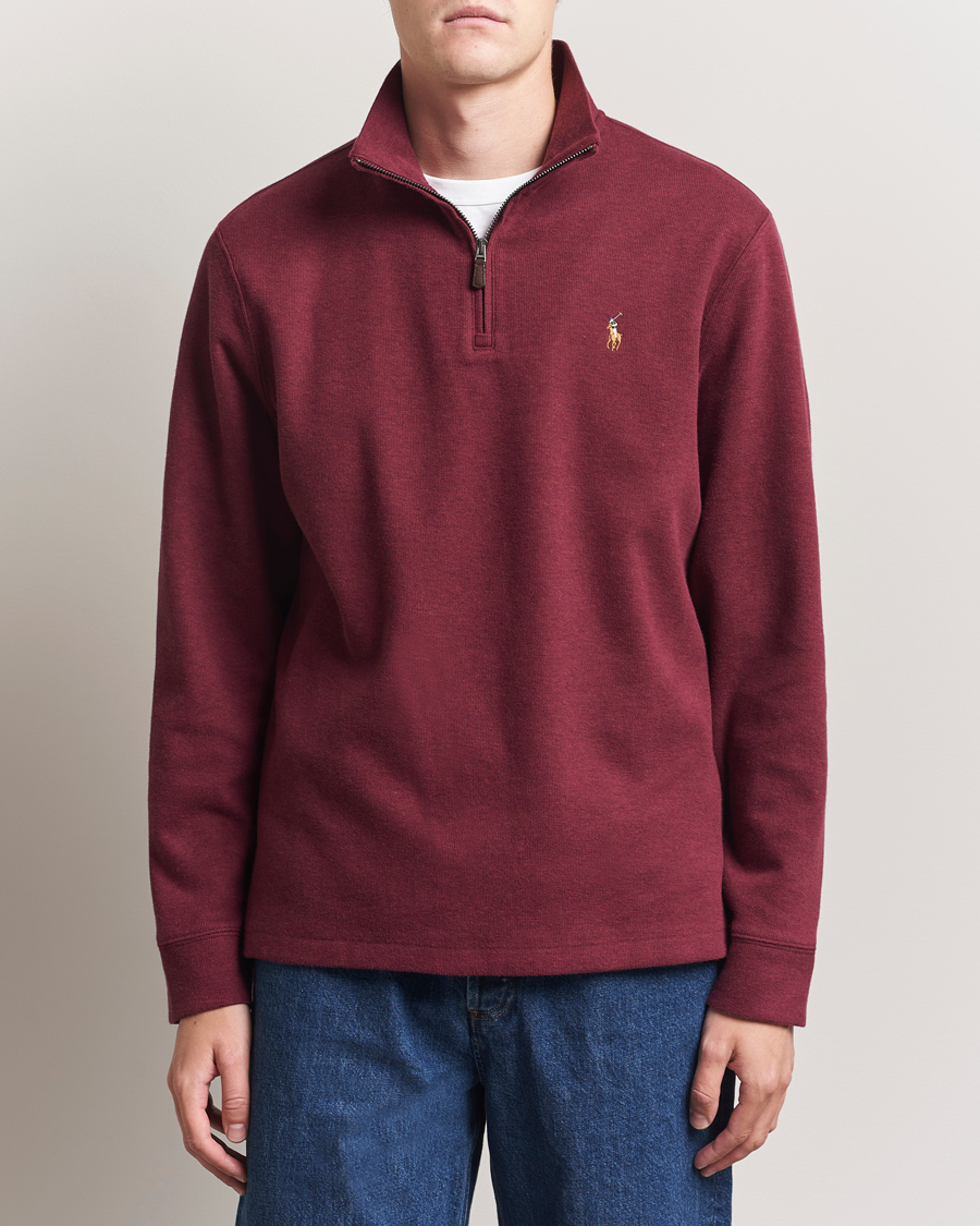Polo Ralph Lauren Double Knit Jaquard Half Zip Sweater Wine Heather