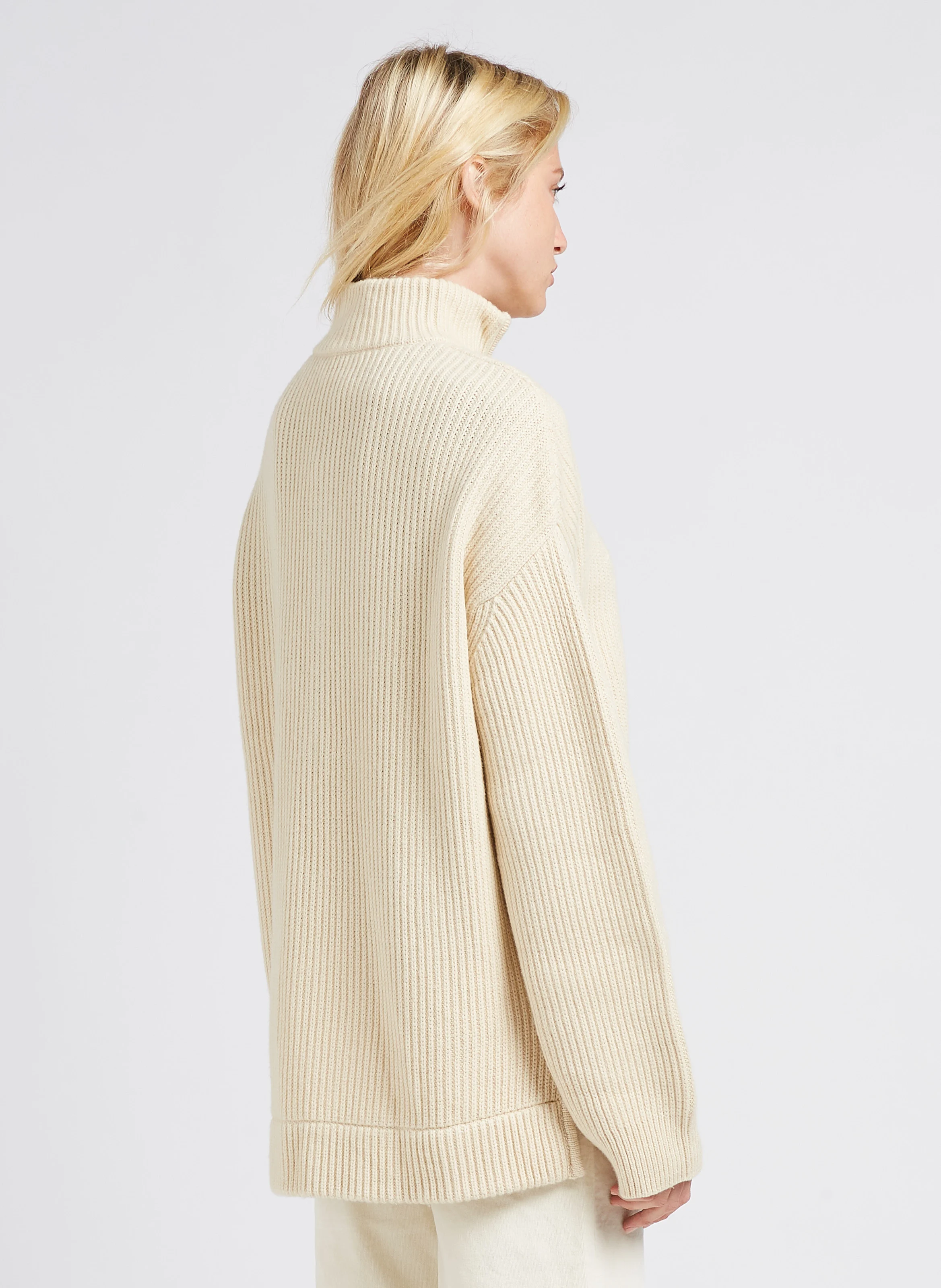PULL ETOLE - Pull col montant zippé en laine mélangée | Blanc