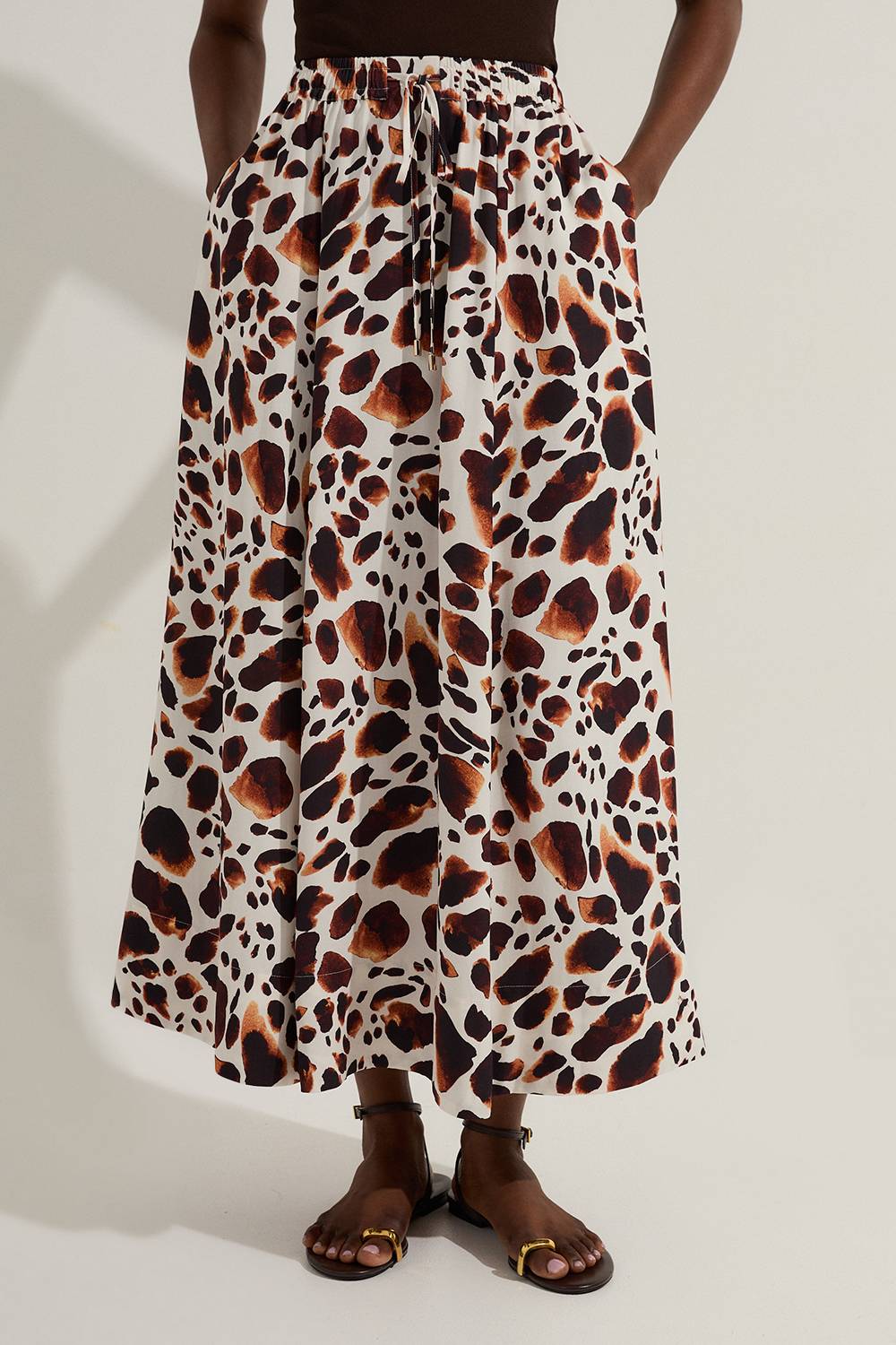 KarenMillen Jupe tissée en viscose et lin haut de gamme à taille nouée