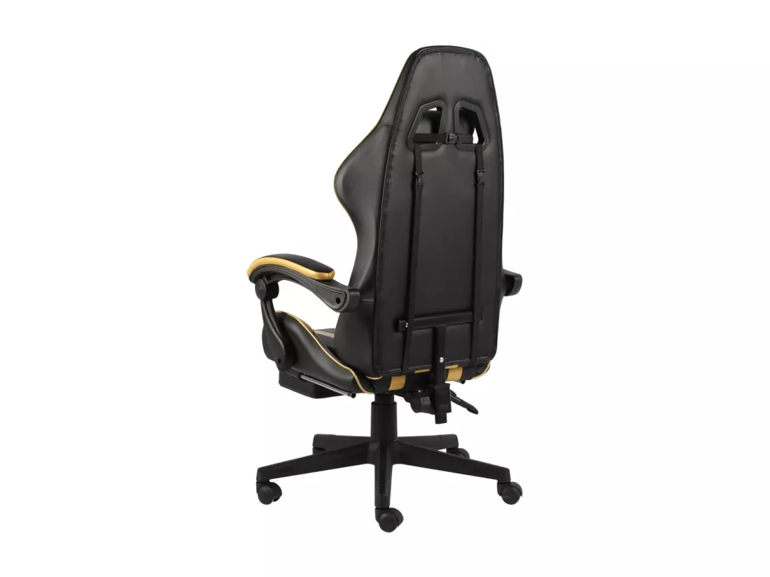 Fauteuil de jeux vidéo avec repose-pied Noir et doré Similicuir