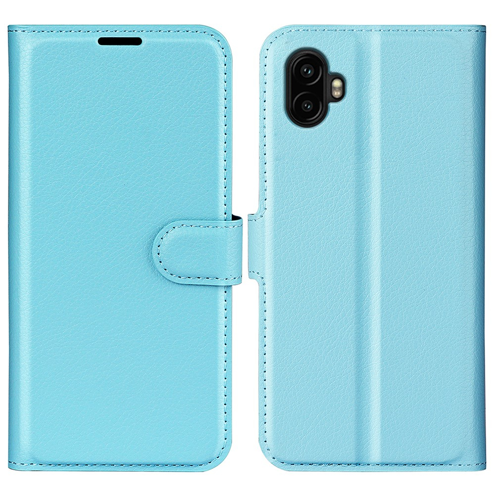 Samsung Galaxy XCover7 Pro Leder Tasche Flip Cover Litchi Look - Hellblau