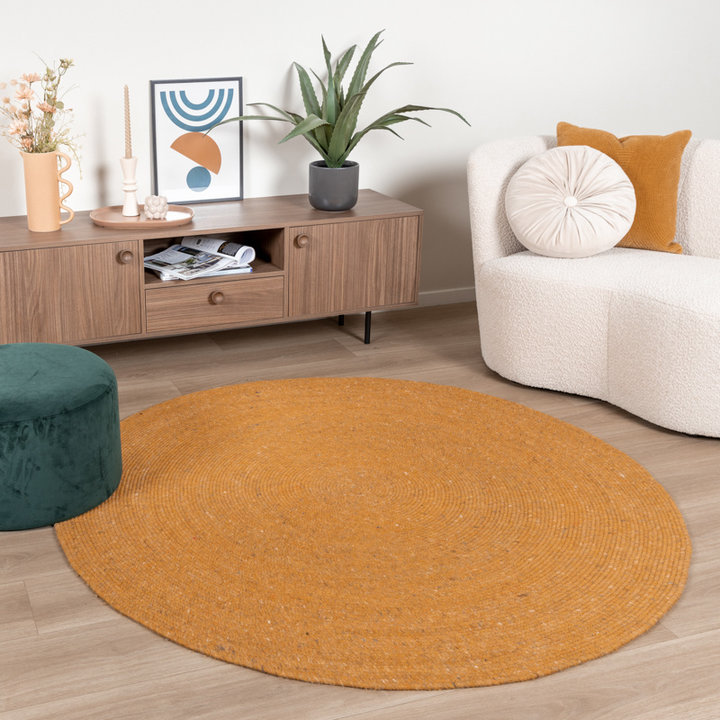 Rond wollen vloerkleed - Wise Geel | Kleur in huis brengen?