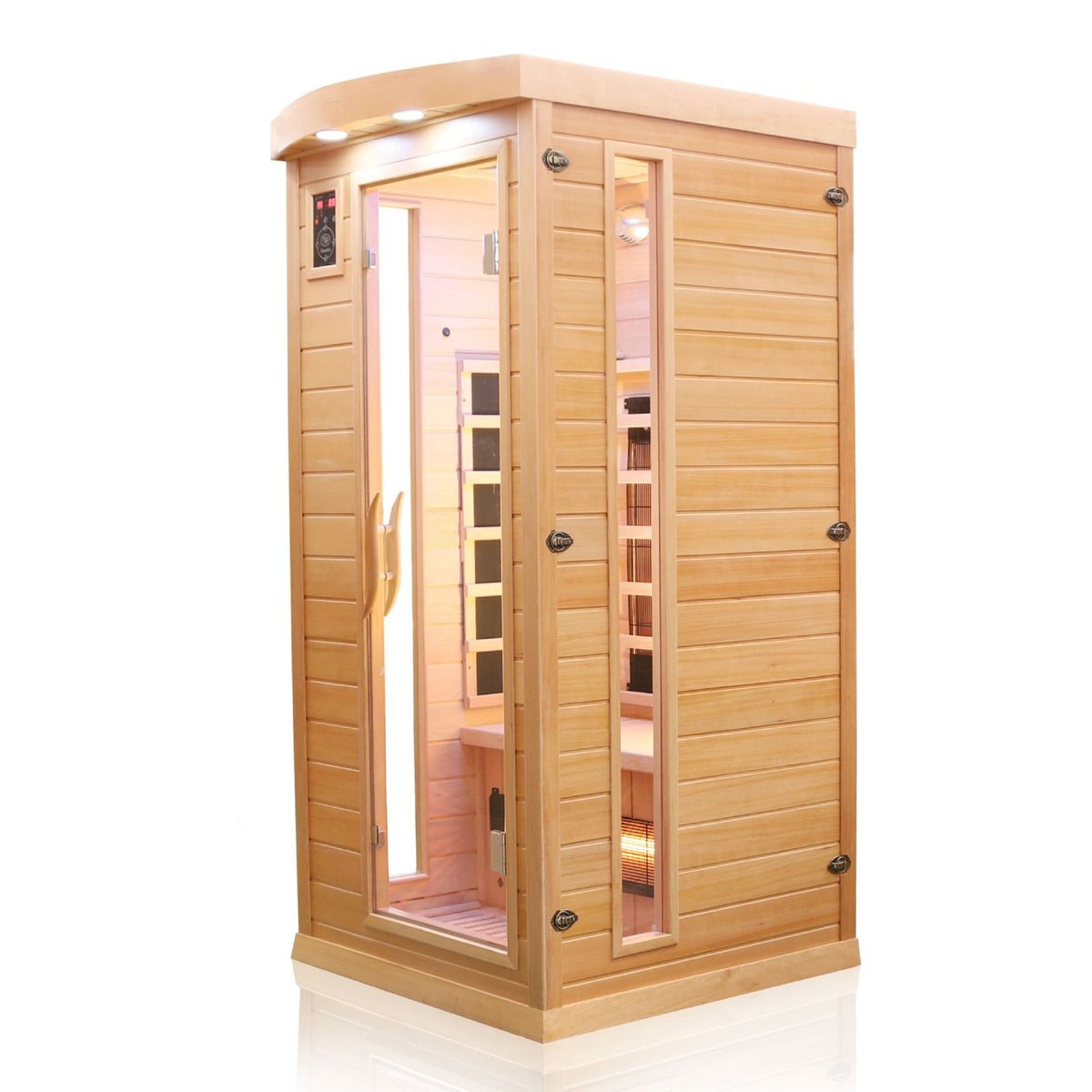 Dewello® Infraroodcabine Infraroodsauna PIERSON 90cm x 90cm incl. 3 full spectrum emitters, 3 koolstof emitters, gekleurd licht, LED