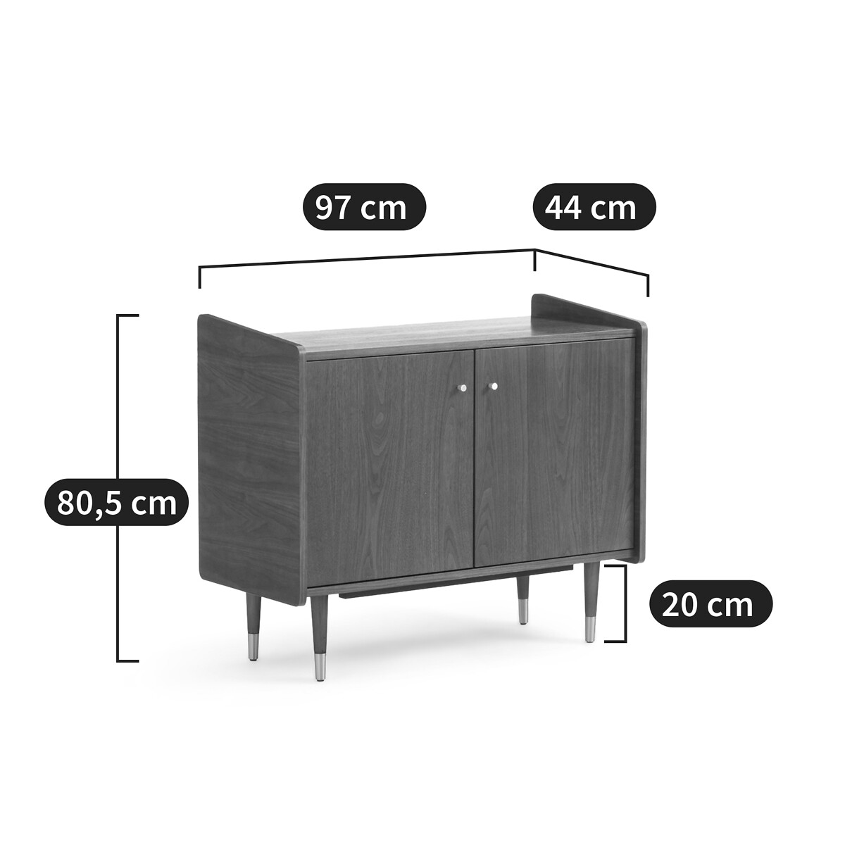 LA REDOUTE INTERIEURS<br>Pequeno móvel de buffet vintage em folheado de nogueira, Ronda
