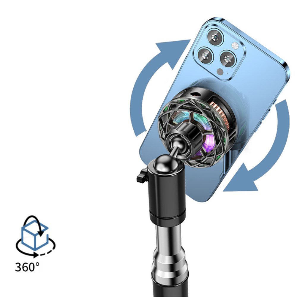Universal Smartphone Kühler Gaming Überhitzungsschutz Ventilator inkl. Handy-Ständer - Schwarz