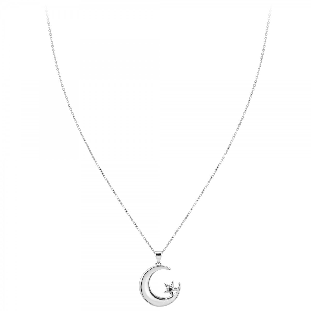 Collier Lune SC Crystal orné d'un véritable diamant noir