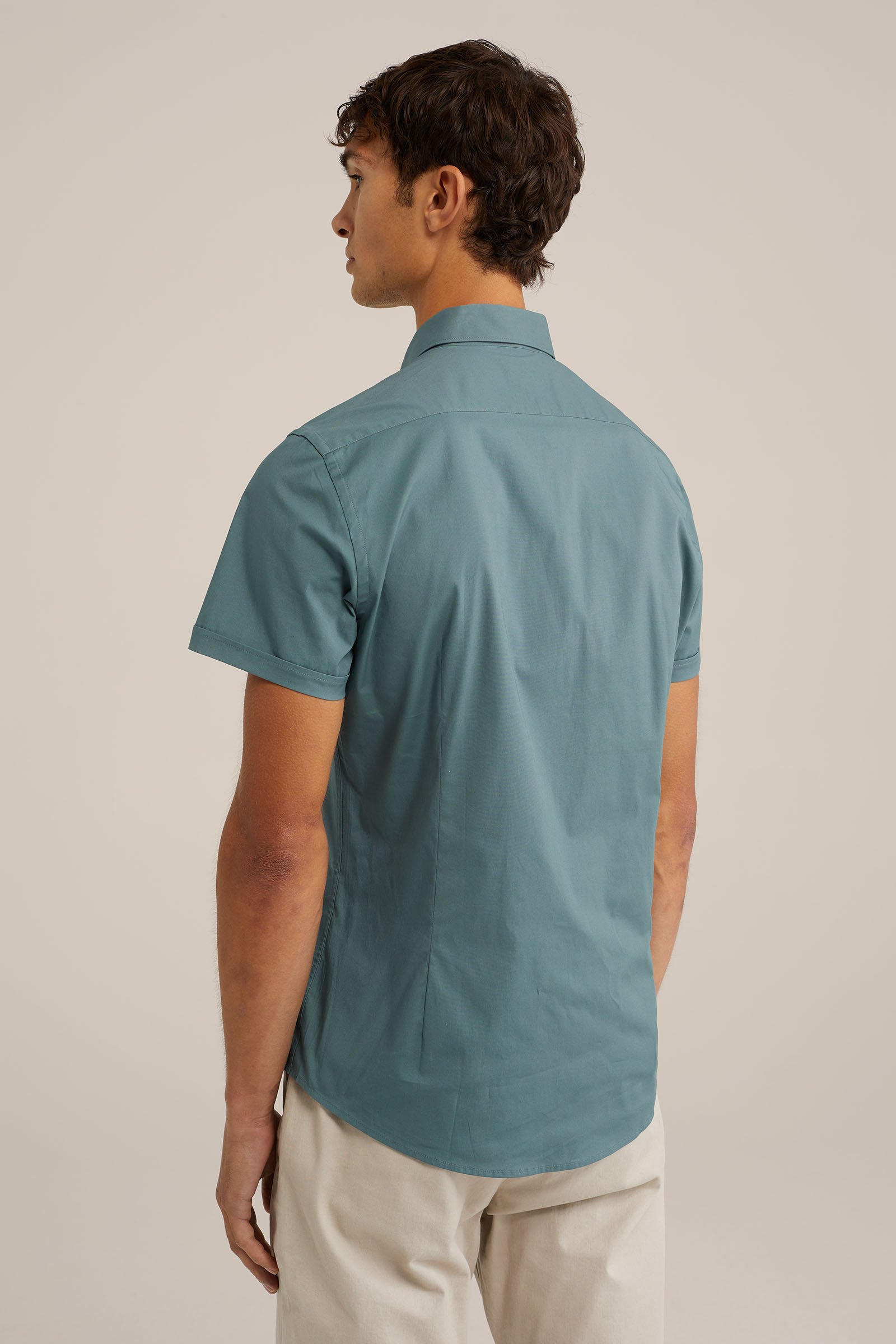 poplin overhemd met stretch WE Fashion Groenblauw