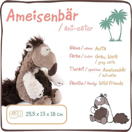 NICI Schlenkerplüschtier Ameisenbär Anita, 25 cm