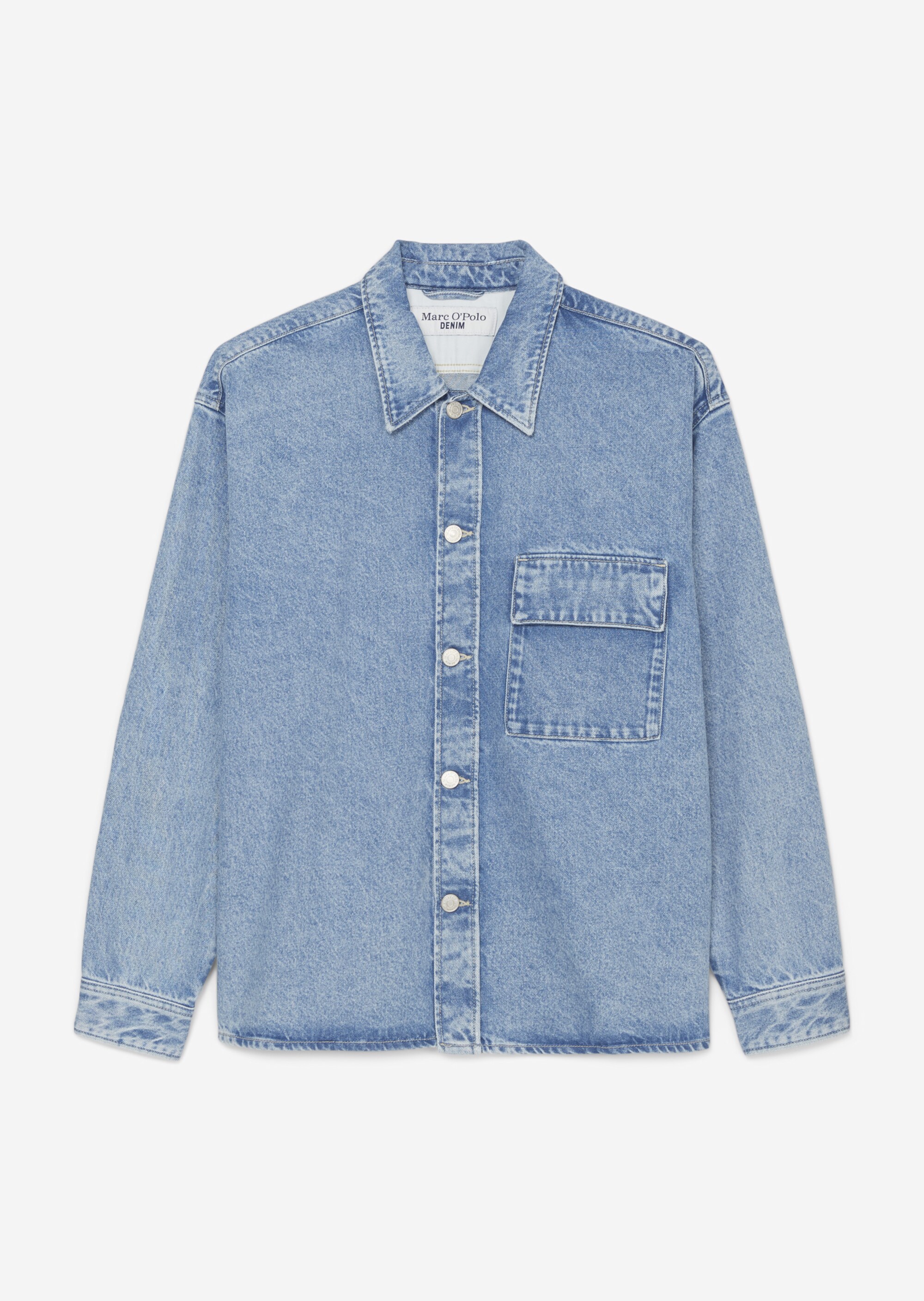 Denim-Overshirt mit Klappentaschen auf der Brust