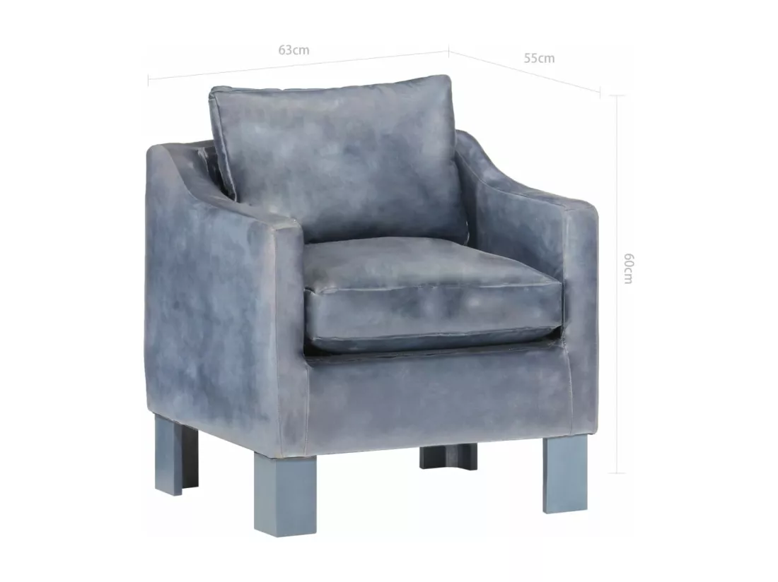 Fauteuil Gris Cuir véritable