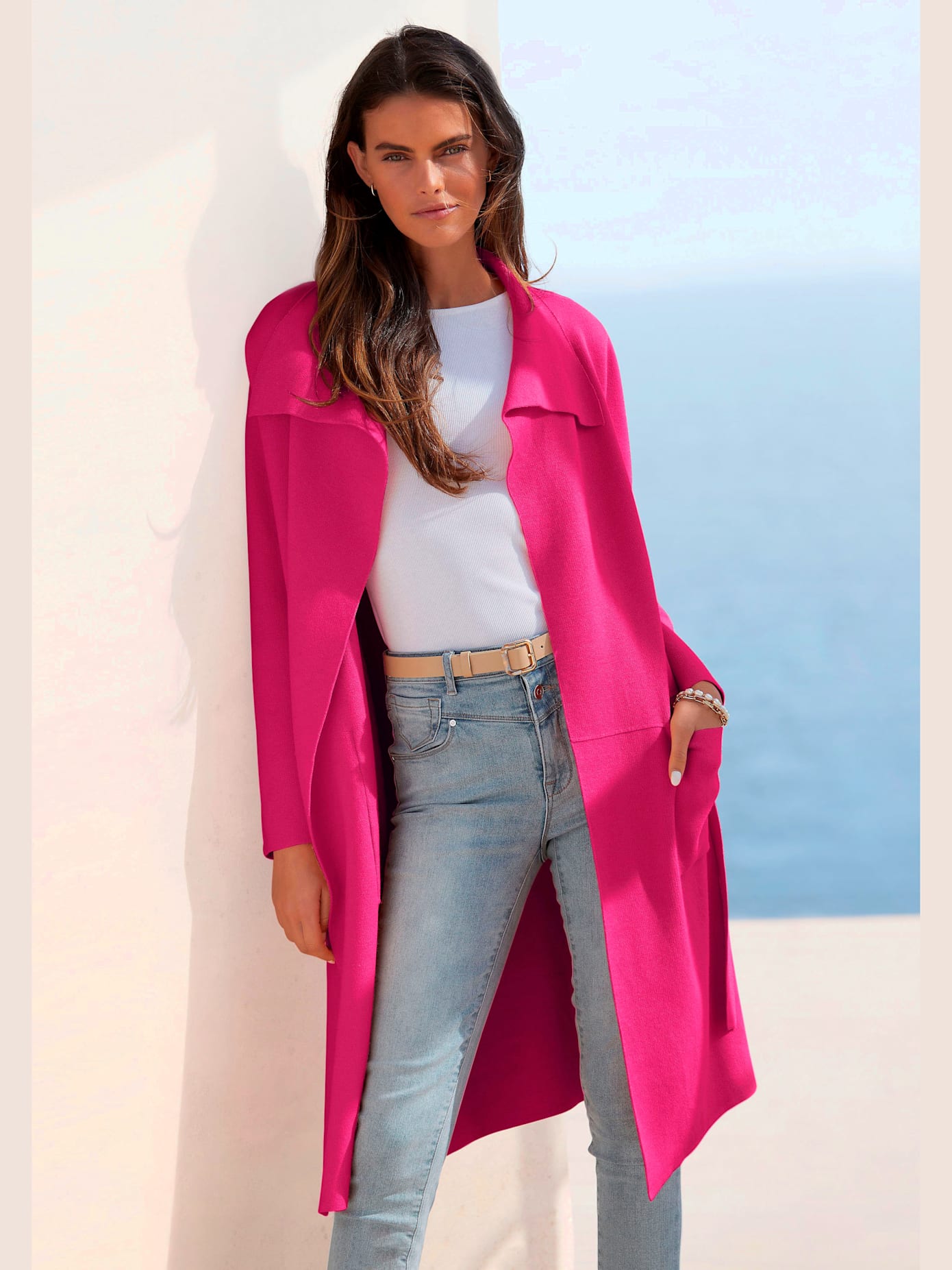 Manteau en tricot forme ouverte sans fermeture