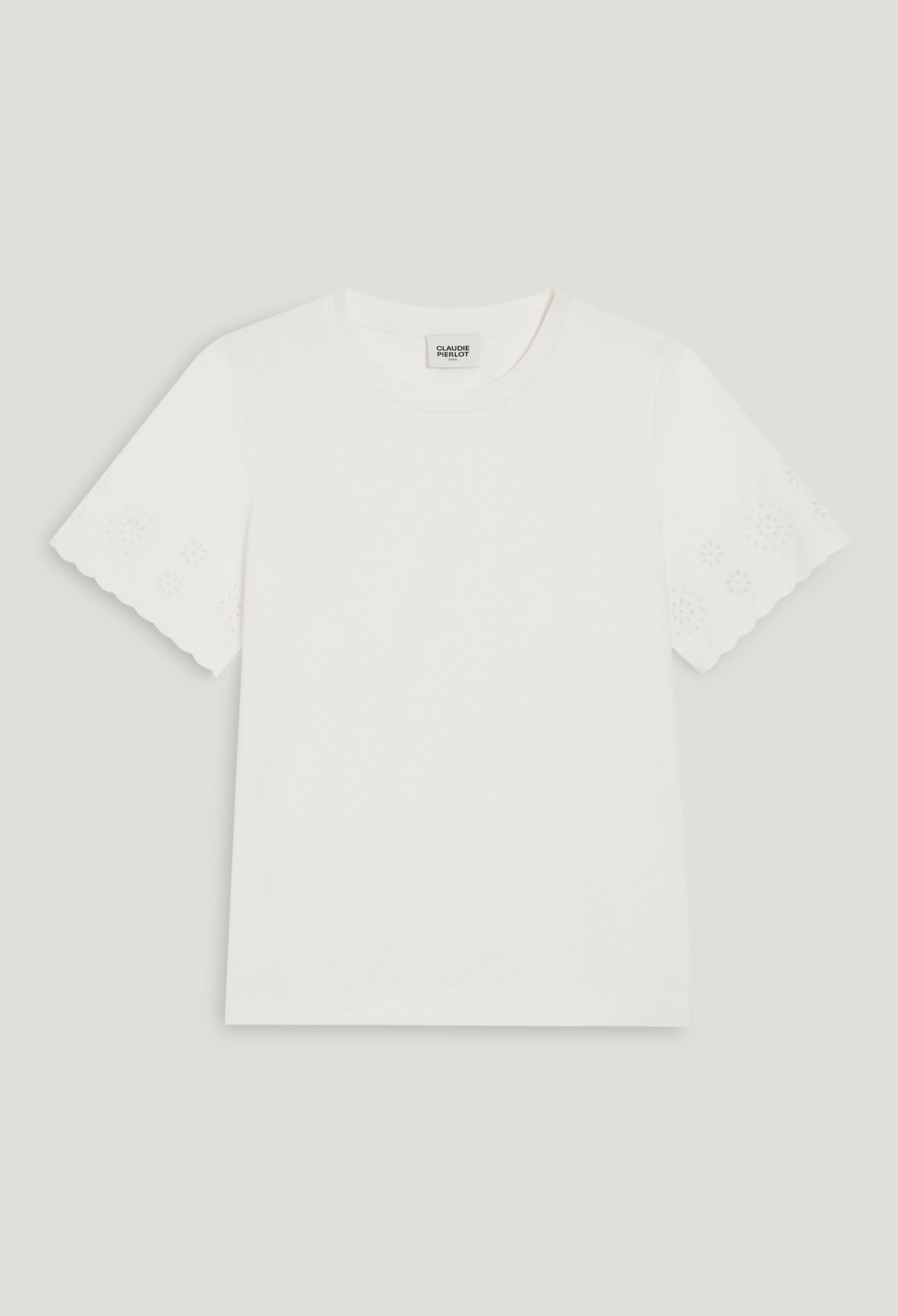 T-shirt coton broderie anglaise ecru