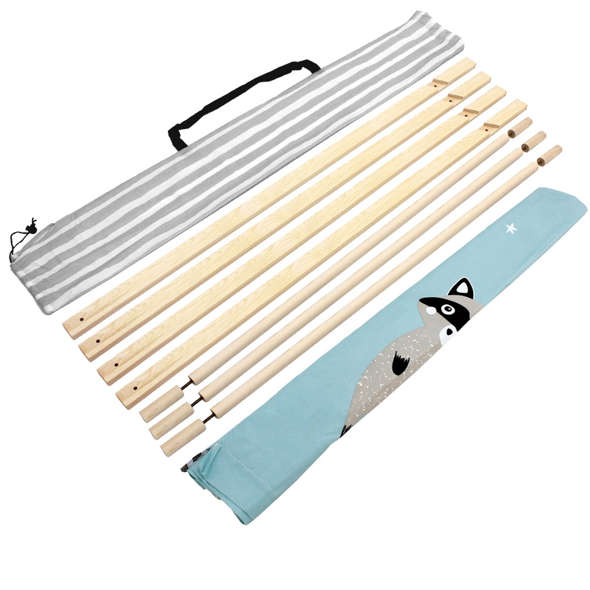 ECD Duitsland Tipi Speeltent voor Kinderen, 108x105x117cm, Turquoise Indianentent met Wasbeermotief, Binnen/Buiten, Tipi Kindertent met 2 Deuren en een Raam, Kinderkamer Speelhuisje voor Meisjes/Jongens
