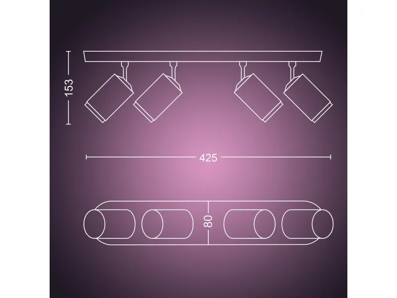 Philips Hue White and Color Ambiance Fugato - Spotlys - LED-lyspære x 4 - GU10 - total: 22.8 W - klasse A  - 16 millioner farver - sort