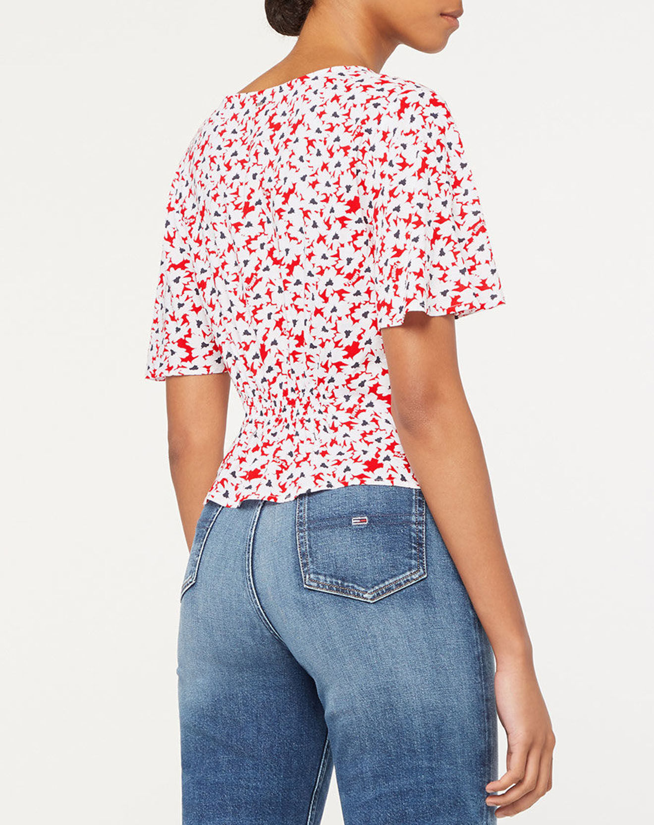Tommy Jeans Top imprimé floral rouge/blanc