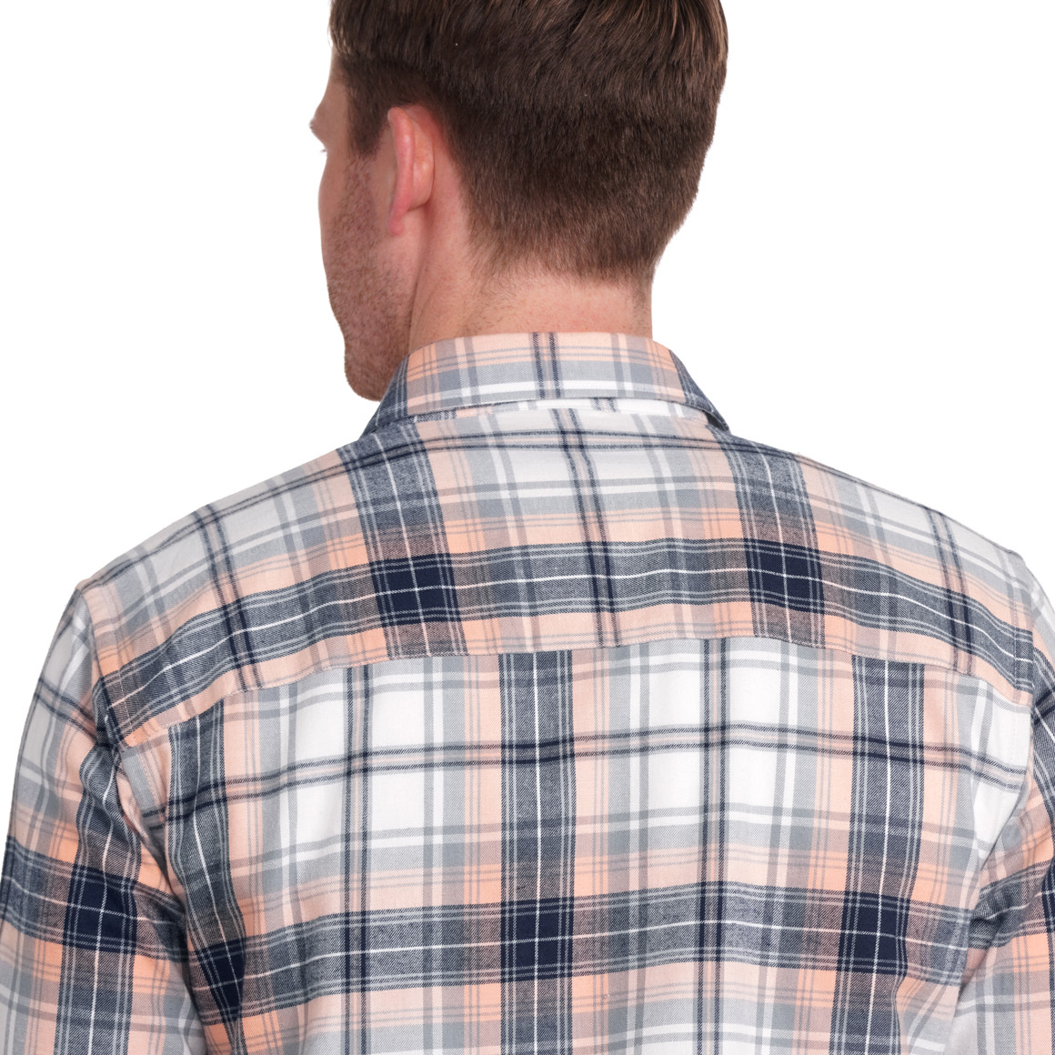 Herren Hemd kariert hellorange / dunkelblau / hellgrau