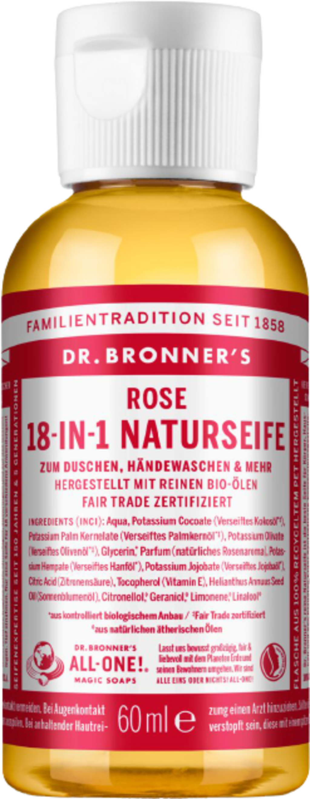 Dr. Bronner's  18in1 Naturseife Rose, 60 ml