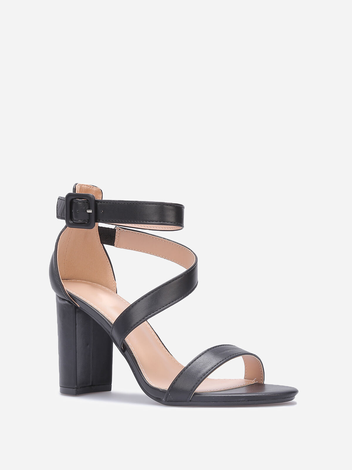 Sandales à talon avec doubles brides- Noir