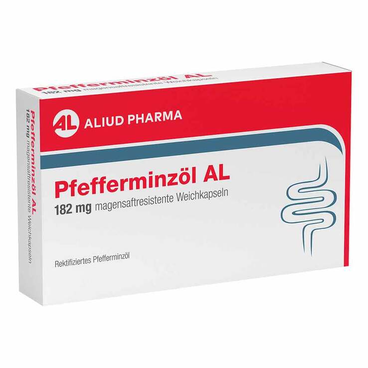 Pfefferminzöl AL 182 mg magensaftresistent Weichkapseln bei Reizdarm, 60 St