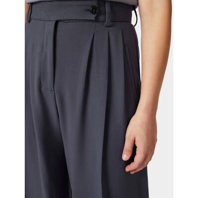 Damen-Bundfaltenhose, Nachtgrau