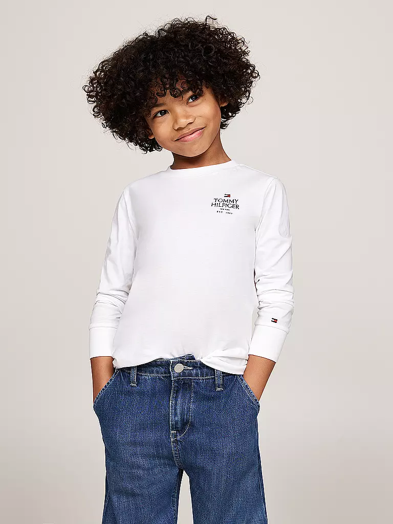 TOMMY HILFIGER Jungen Langarmshirt weiss
