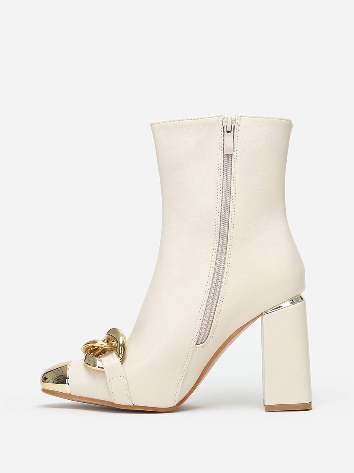 Bottines à bout et maillons- Beige
