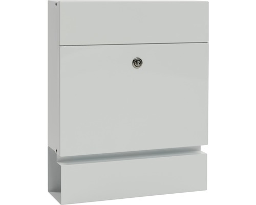 MEFA brievenbus, gepoedercoat staal, BxHxD 371/465/112 mm, Serenade 163, verkeerswit RAL 9016 glanzend, met krantenvak en klep aan de voorzijde.