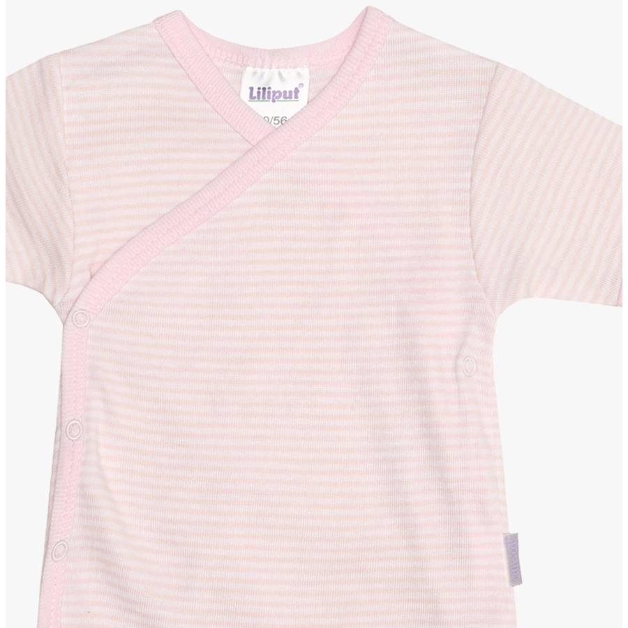 Liliput Kurzarm-Wickelbody rosa geringelt