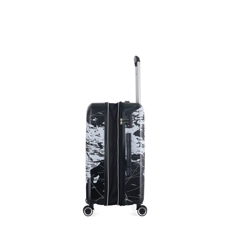 Valise cabine rigide 381 Extensible 55 cm Map Noir/blanc