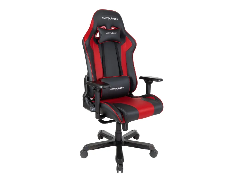 DXRacer King Series OH/KA99 - Stol - ergonomisk - høj ryg - armstøtter - T-formet - vippe - drejeled - aluminium, polyuretan-læder, højdensistets støbt skum, stålramme, koldstøbt skum - sort, rød