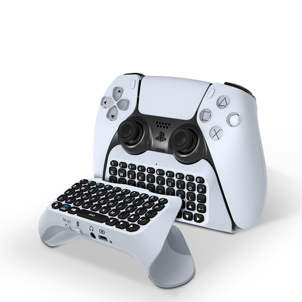 Bluetooth Game Controller Tastatur mit 3.5mm Klinke   USB-C Anschluss für Sony PlayStation PS5 - Weiss