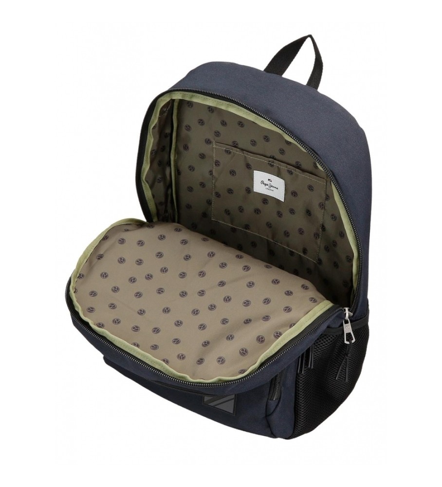 Mochila Pepe Jeans Cromwell com dois compartimentos, 45 cm, adaptável a mala de rodinhas, preta.