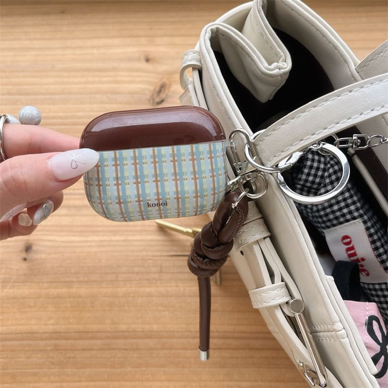 VanDi - Geruite AirPods / Pro oortelefoonhoesje met bedel