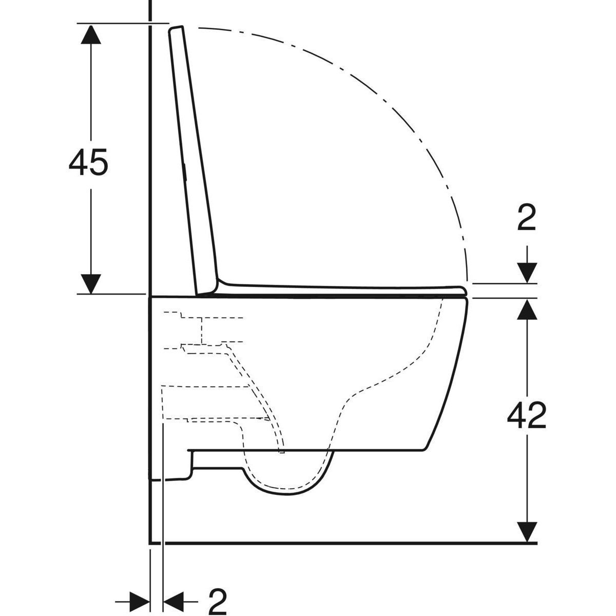 Geberit iCon Rimfree diepspoel toilet 36x53cm met KeraTect-glazuurlaag en zitting wit