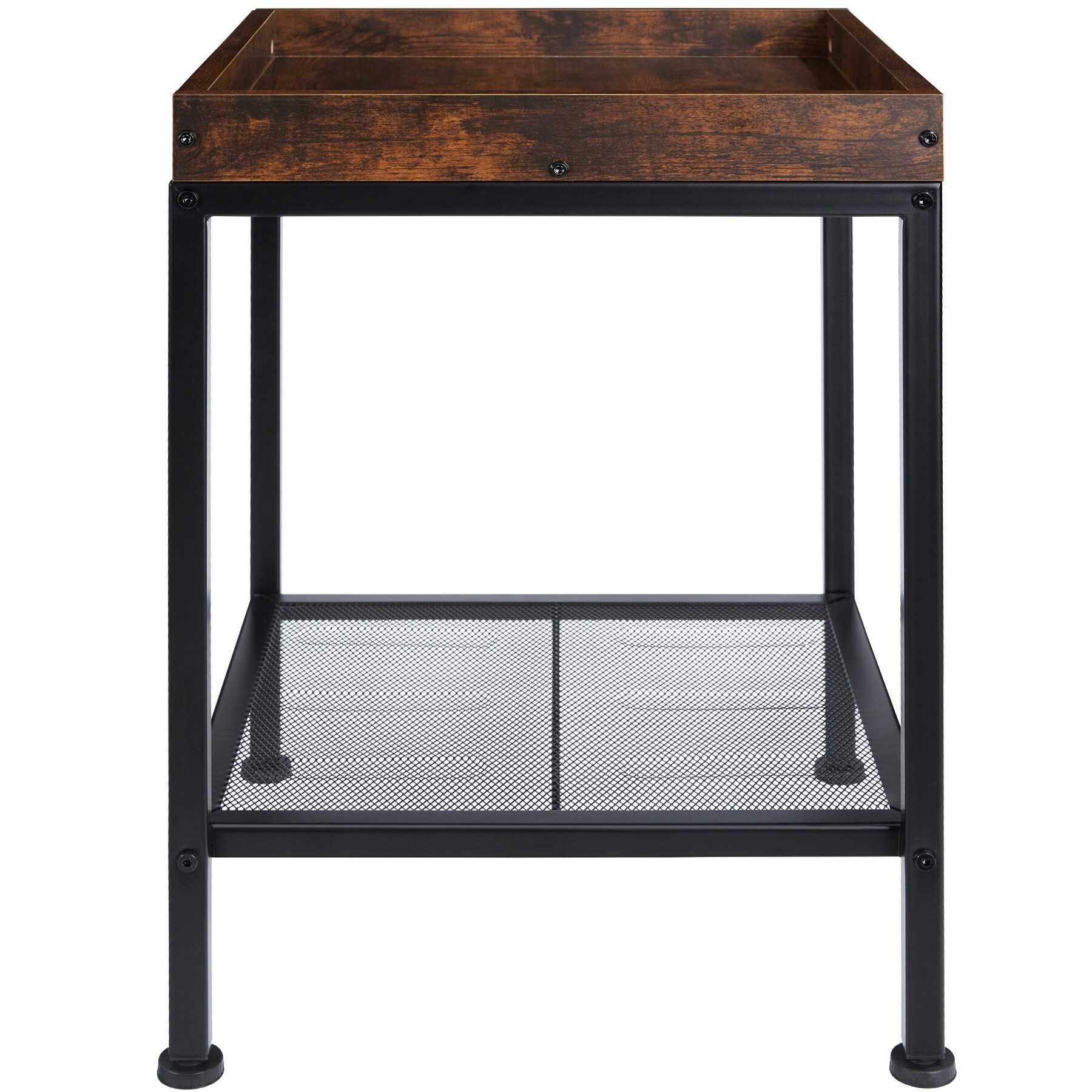tectake® Beistelltisch, Industrial Style, mit Ablage in Tablettform und Gitterablage, 41,5 x 41 x 56 cm