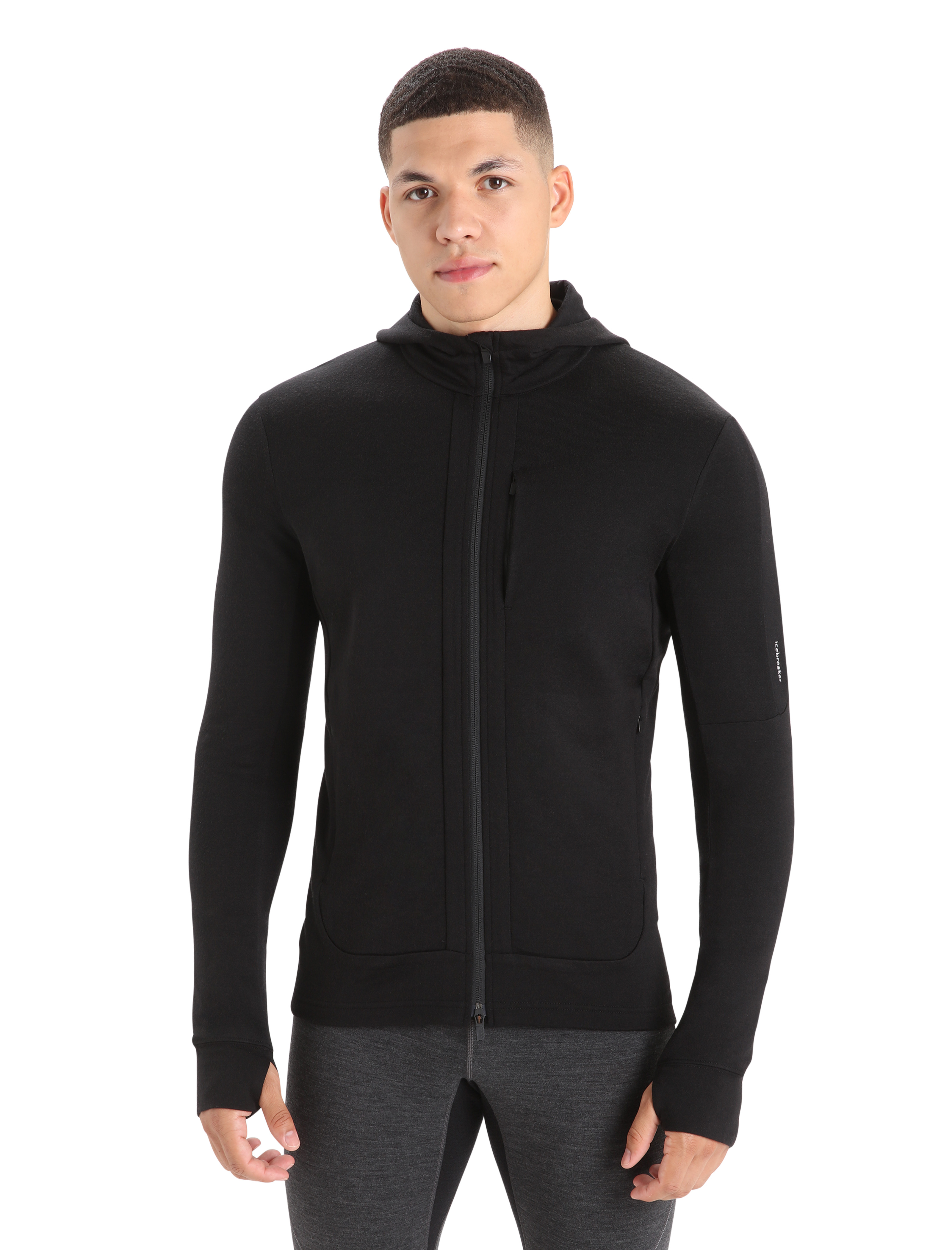 Quantum III LS Zip Hood Herre Black