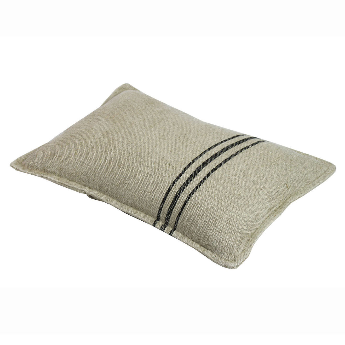 En Fil d'Indienne Housse de coussin Lin Franges noire - 30x45 cm