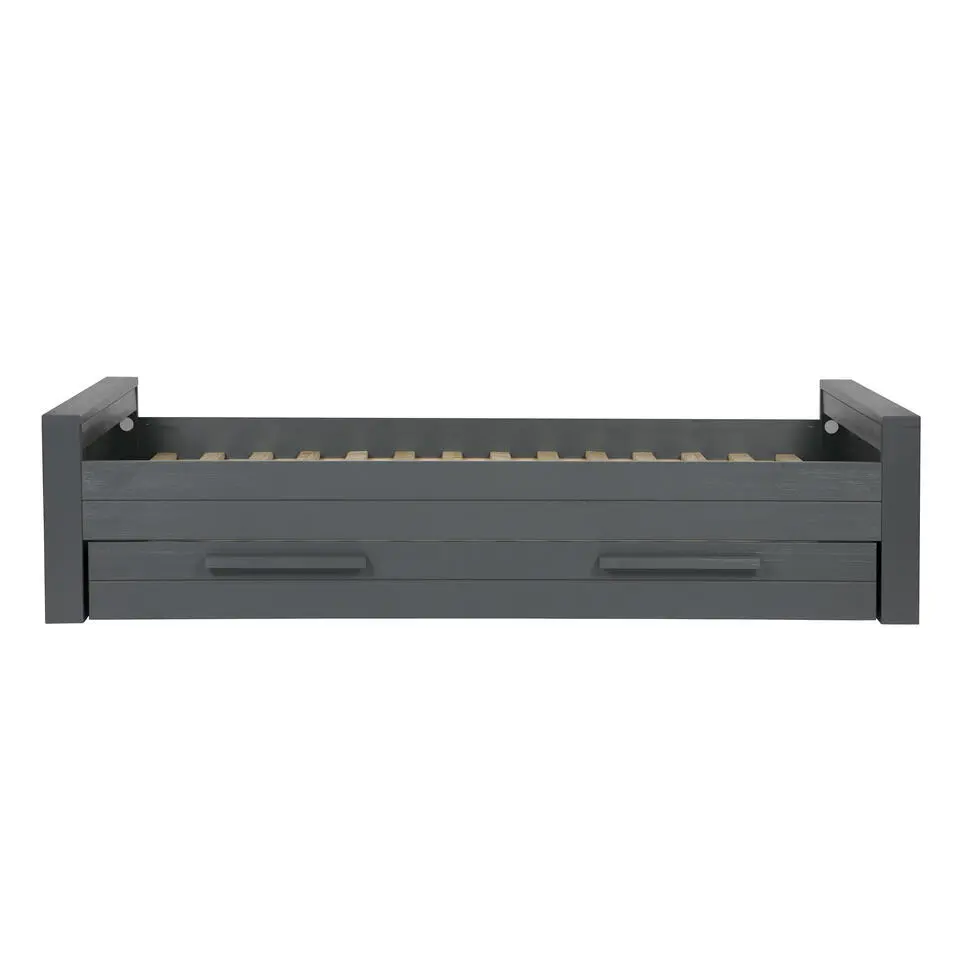 WOOOD Dennis Bed Excl Lade - Grenen - Staal Grijs - 53x219x95