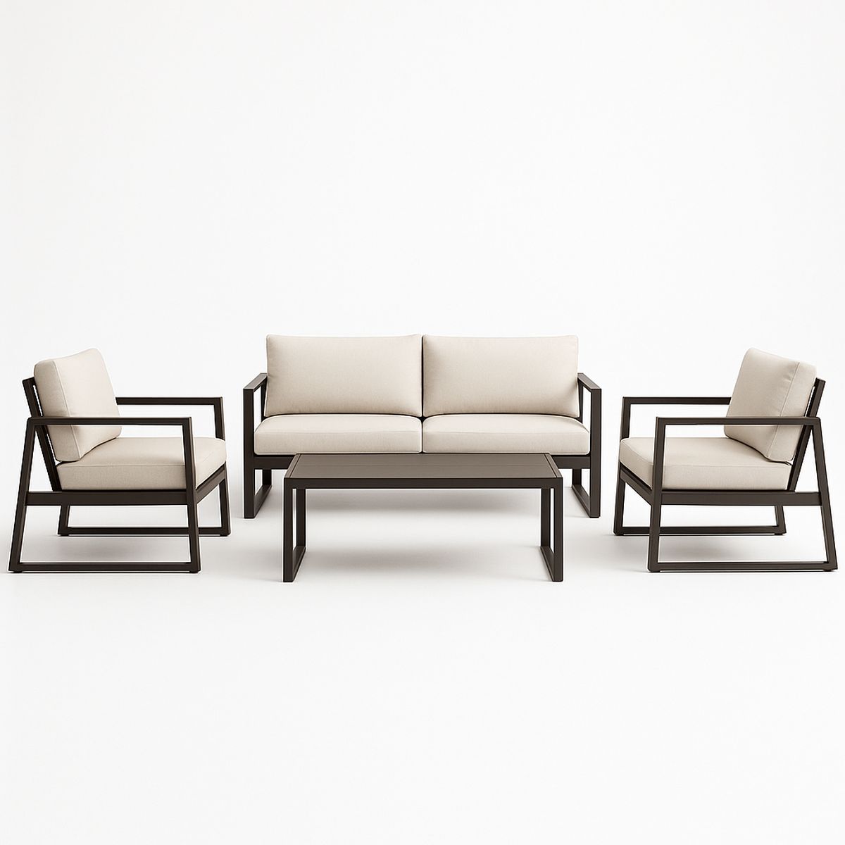 Gartenmöbelset Aluminium Creme Kissen Sofa Sessel Tisch