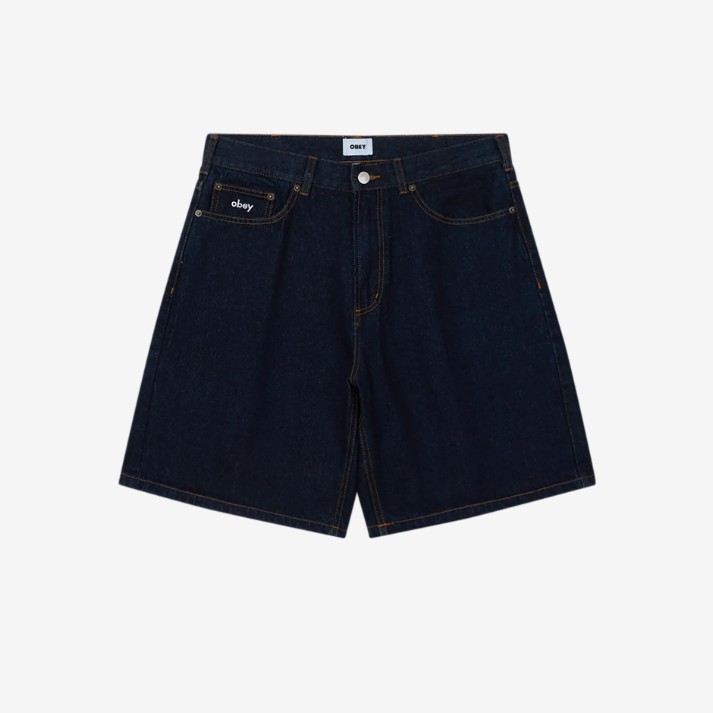Obey Bigwig Baggy Denim Short Rinse Indigo Blue
