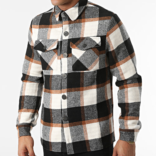 Surchemise A Carreaux UY693 Noir Blanc Camel