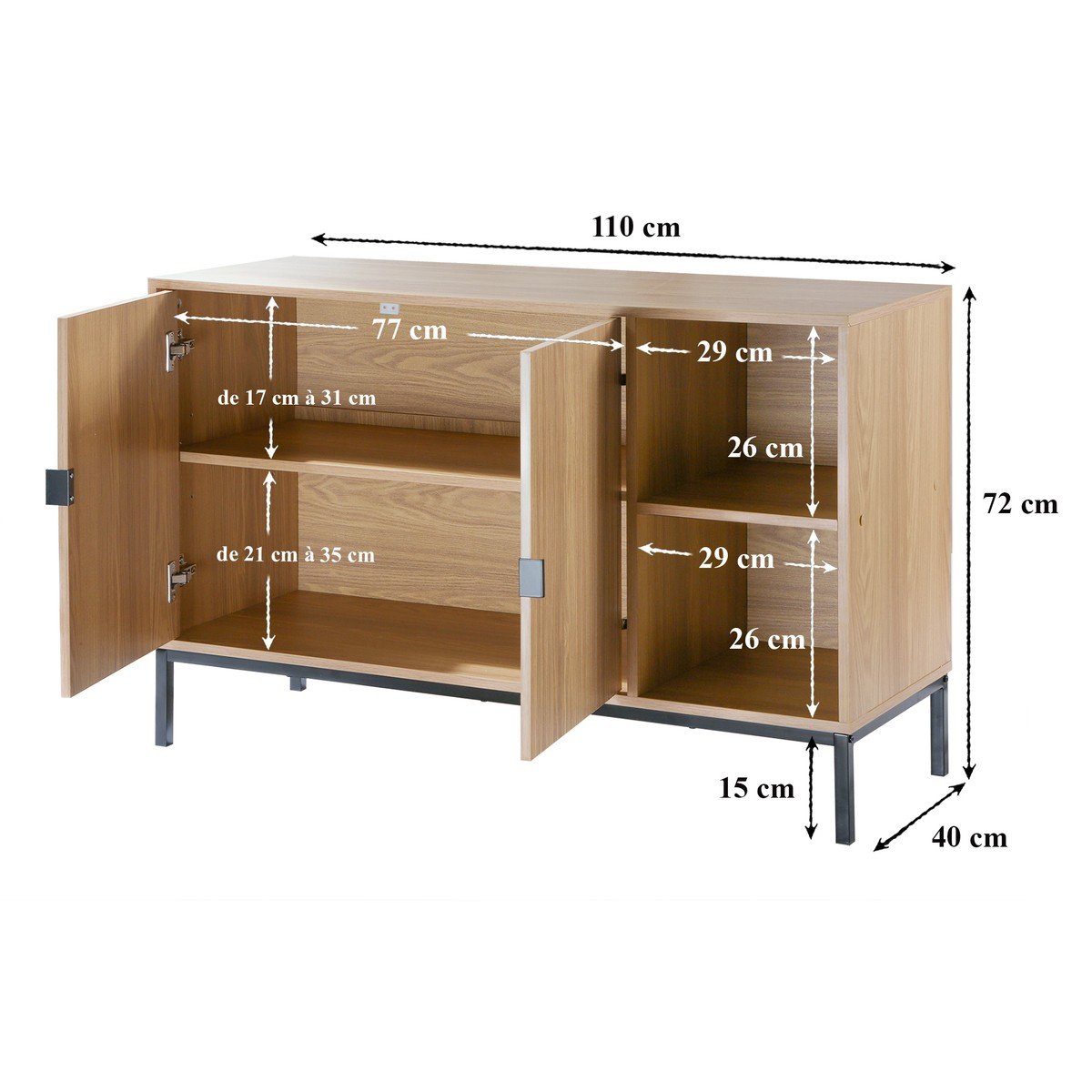 Calicosy - Dressoir TARA - 110 cm - Houten effect