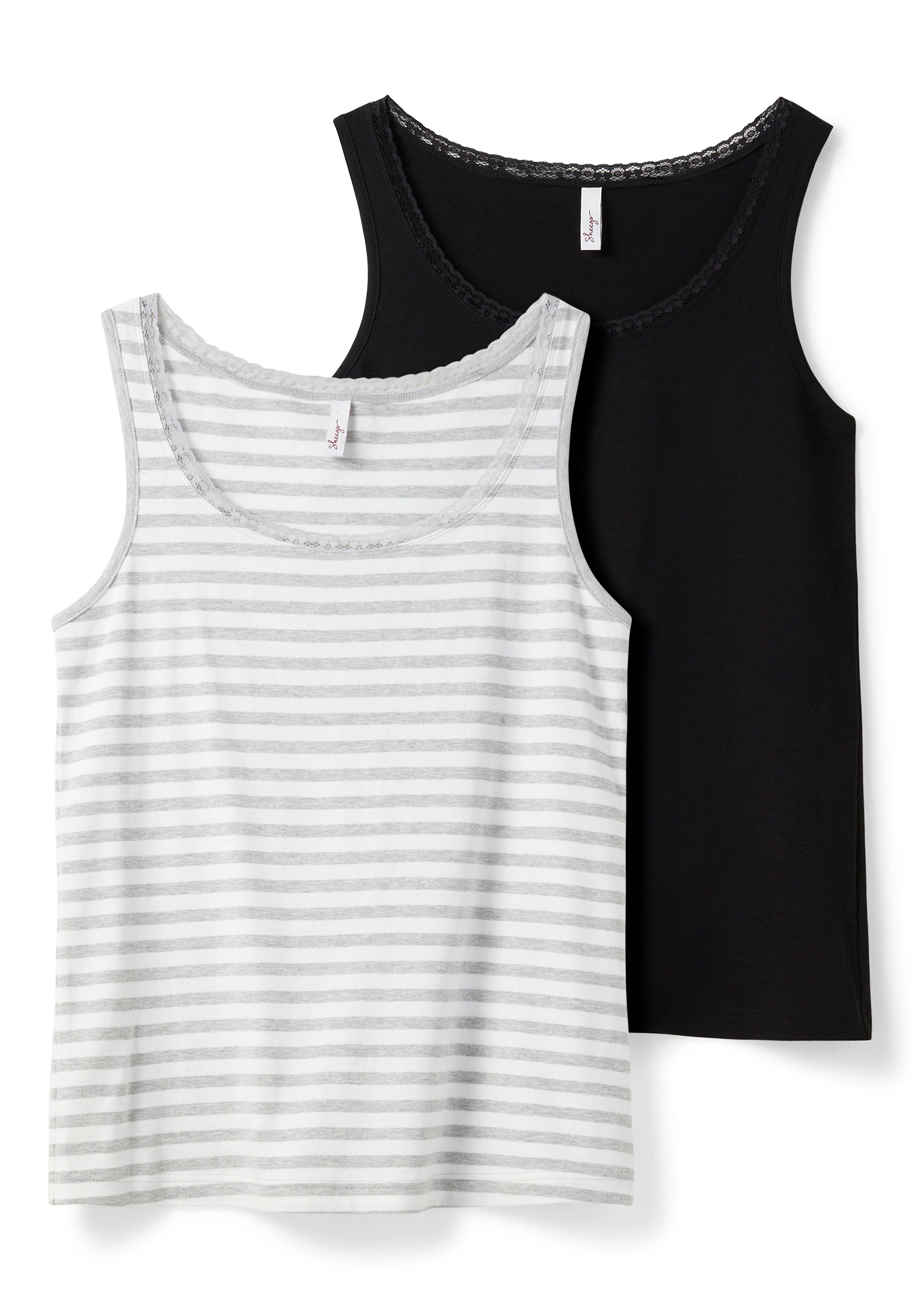 Doppelpack Tanktops mit Spitze am Ausschnitt