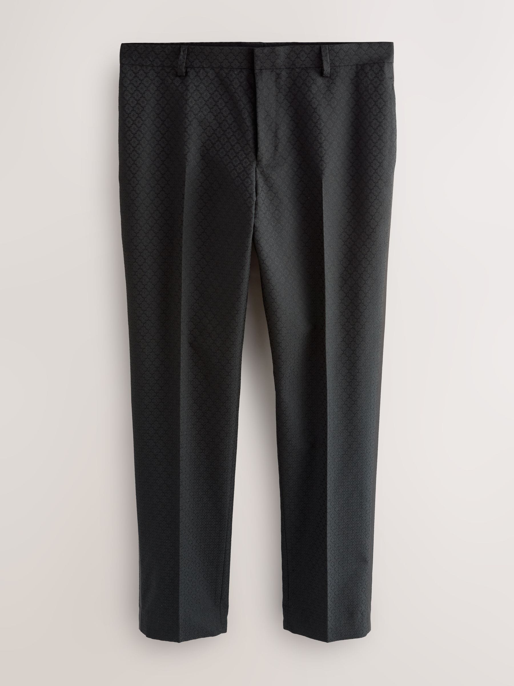 Zwart - Slim Fit Jacquard Suit Trousers