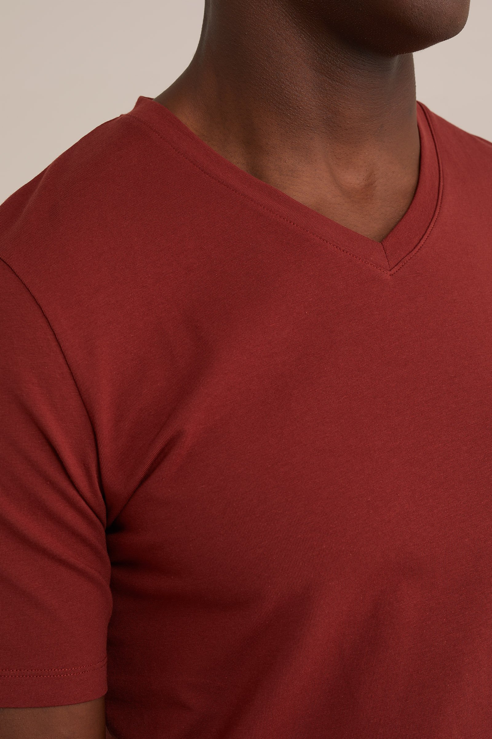 T-shirt met V-hals WE Fashion Donkerrood